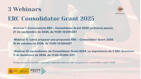 3 webinars para ayudar a preparar ERC-Consolidator Grant 2025